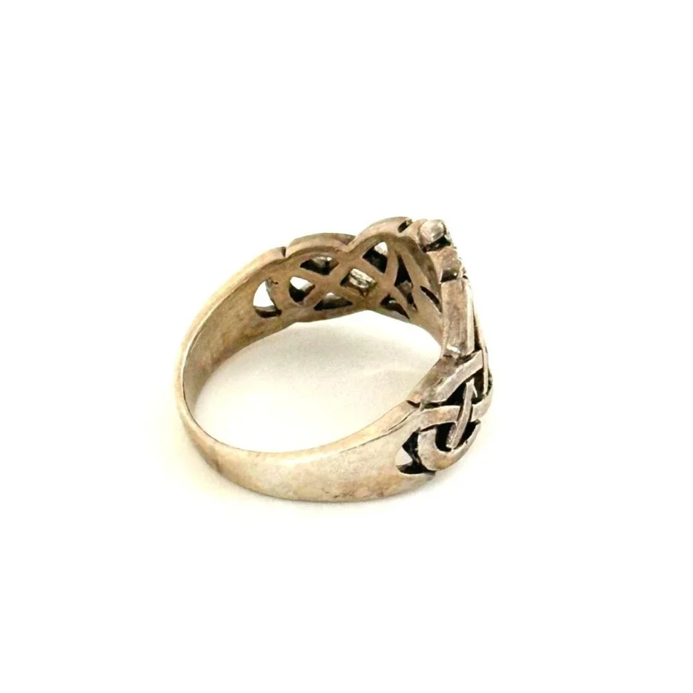Sterling Silver Claddagh Ring 925 Irish Celtic Heart Crown Trinity Knot Sz 5.75 - Picture 7 of 8